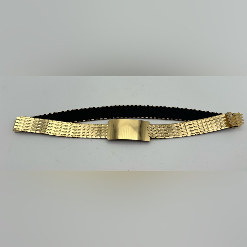 VTG 80s Stretch Gold Waist Cinch Belt OSFM *See Photos for Measurements - Picture 3 of 13
